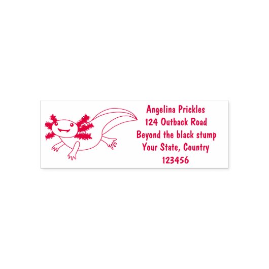 Cute roze happy axolotl  zelfinktende stempel (Design)
