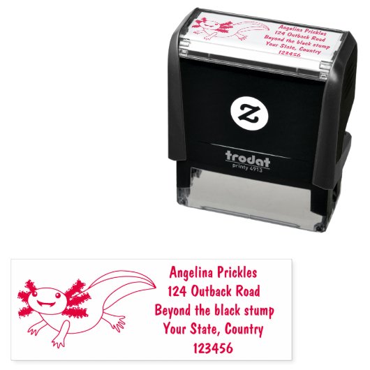 Cute roze happy axolotl  zelfinktende stempel (In situ)