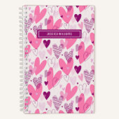 Cute roze hardewarmband Pattern Sweet Love Notitieboek (Voorkant)