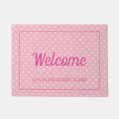 Cute roze hart aangepaste straat adres welkom deurmat (Voorkant)