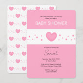 Cute Roze Hart Baby Shower Uitnodiging (Voorkant / Achterkant)