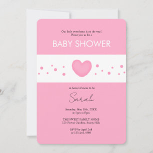 Cute Roze Hart Baby Shower Uitnodiging