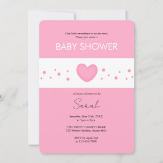 Cute Roze Hart Baby Shower Uitnodiging