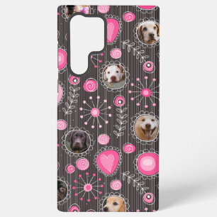 Cute Roze Hart en Bloem Hond Moeder Foto Collage Samsung Galaxy Hoesje