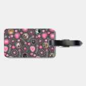 Cute Roze Hart en Bloem Hondenmoeder Fotocollage Bagagelabel (Achterkant horizontaal)