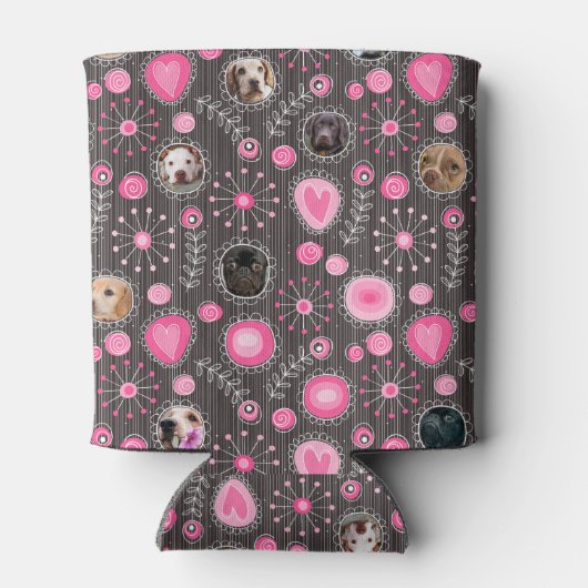 Cute Roze Hart en Bloem Hondenmoeder Fotocollage Blikjeskoeler (Achterkant)