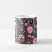 Cute Roze Hart en Bloem Hondenmoeder Fotocollage Koffiemok (Center)