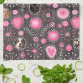 Cute Roze Hart en Bloem Hondenmoeder Fotocollage Theedoek (Gevouwen)