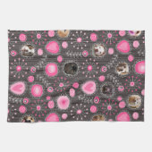 Cute Roze Hart en Bloem Hondenmoeder Fotocollage Theedoek (Horizontaal)