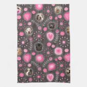 Cute Roze Hart en Bloem Hondenmoeder Fotocollage Theedoek (Verticaal)
