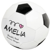 Cute roze hart gepersonaliseerd voetbal voor meisj (Drie kwart)