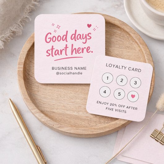 Cute Roze Hart Glitter Tekst Goede Dagen QR-code Vierkante Visitekaartje