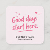 Cute Roze Hart Glitter Tekst Goede Dagen QR-code Vierkante Visitekaartje (Voorkant)