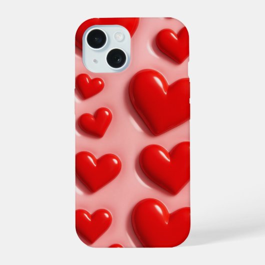 Cute Roze Hart iPhone 15 Hoesje  (Achterkant)