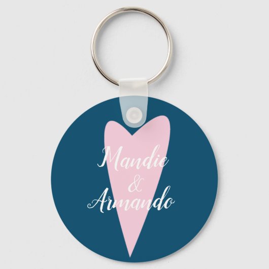Cute Roze Hart Koppels Naam Sleutelhanger (Voorkant)