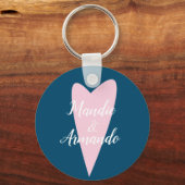 Cute Roze Hart Koppels Naam Sleutelhanger (Voorkant)