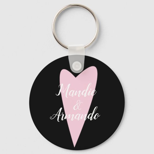 Cute Roze Hart Koppels Naam Sleutelhanger (Voorkant)