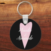 Cute Roze Hart Koppels Naam Sleutelhanger (Voorkant)