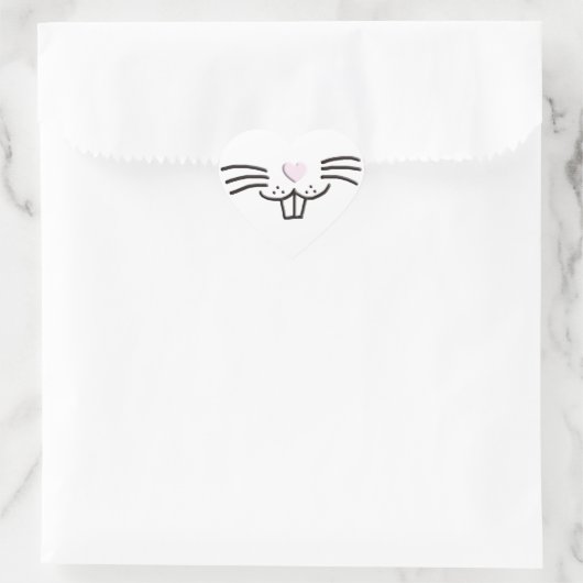 Cute roze hart Paashaas gezicht grappig Sticker (Tas)