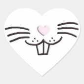 Cute roze hart Paashaas gezicht grappig Sticker (Voorkant)