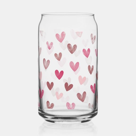 Cute Roze Hart Patroon – Romantisch & Stijlvol Ont Blikvorm Glas (Voorkant)