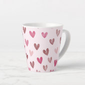 Cute Roze Hart Patroon – Romantisch & Stijlvol Ont Latte Mok (Rechterhoek)