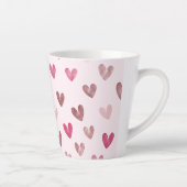 Cute Roze Hart Patroon – Romantisch & Stijlvol Ont Latte Mok (Rechts)