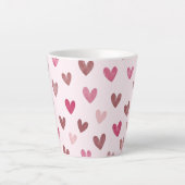 Cute Roze Hart Patroon – Romantisch & Stijlvol Ont Latte Mok (Voorkant)