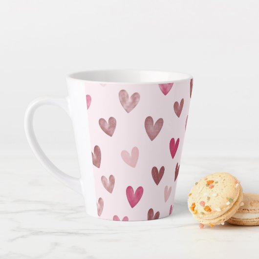 Cute Roze Hart Patroon – Romantisch & Stijlvol Ont Latte Mok (In situ)