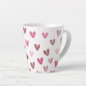Cute Roze Hart Patroon – Romantisch & Stijlvol Ont Latte Mok (Rechterhoek)