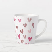 Cute Roze Hart Patroon – Romantisch & Stijlvol Ont Latte Mok (Rechts)