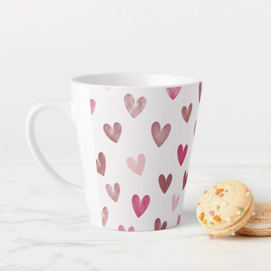 Cute Roze Hart Patroon – Romantisch & Stijlvol Ont Latte Mok (In situ)