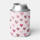 Cute Roze Hart Patroon – Romantisch &Stijlvol Ontw Blikjeskoeler (Blikje Voorkant)