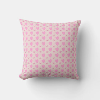 Cute Roze Harten en Strikken Patroon Worp Kussen