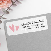 Cute roze harten handgeschreven script return addr etiket