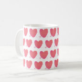 Cute roze harten koffiemok (Voorkant links)