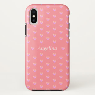 Cute roze harten op koraal roze Case-Mate iPhone case