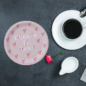 Cute roze harten papieren bordje