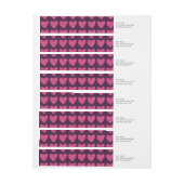 Cute roze harten patroon op Paars Omwikkelbaar Adreslabel (Vel)