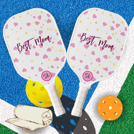 Cute Roze Harten Pickleball Paddle Cadeau voor Moe