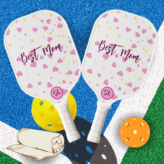 Cute Roze Harten Pickleball Paddle Cadeau voor Moe