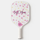 Cute Roze Harten Pickleball Paddle Cadeau voor Moe (Achterkant)