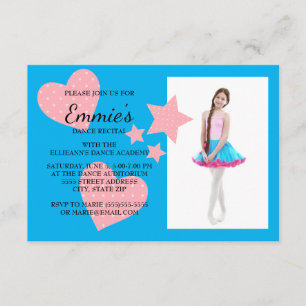 Cute Roze Harten Sterren Blauwe Dansuitvoering Fot Kaart