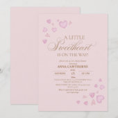 Cute Roze Hartjes Baby Shower Kaart (Voorkant / Achterkant)