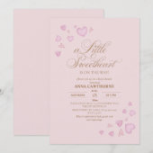 Cute Roze Hartjes Baby Shower Kaart (Voorkant / Achterkant)