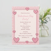 Cute Roze Hartjes Frame Valentijnsfeest Kaart (Staand voorkant)
