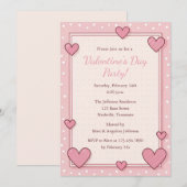 Cute Roze Hartjes Frame Valentijnsfeest Kaart (Voorkant / Achterkant)