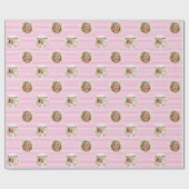Cute Roze Hartjes Kinderverjaardag Foto Cadeaupapier (Vlak)