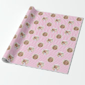 Cute Roze Hartjes Kinderverjaardag Foto Cadeaupapier (Uitgerold)