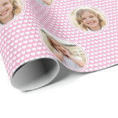 Cute Roze Hartjes Kinderverjaardag Foto Cadeaupapier (Rol Hoek)